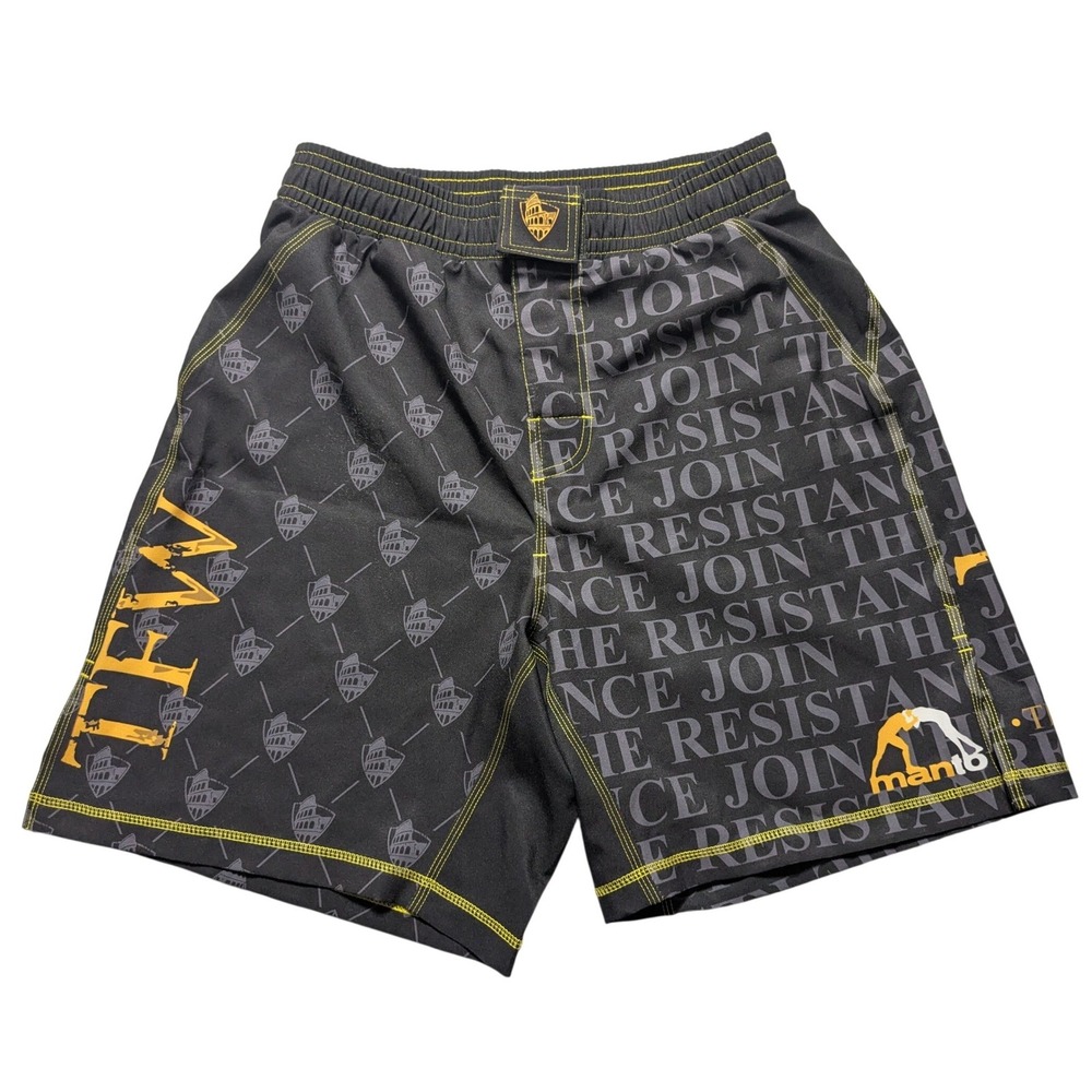 Manto Training For Warriors MMA Fight Shorts Black Yellow Join The Resistance XL